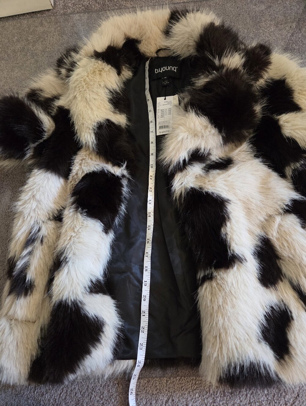 NWT b.young Bybemio Cow Print Faux Fur Coat Jacket Statement 36 Small - Picture 7 of 10